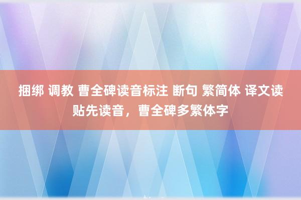 捆绑 调教 曹全碑读音标注 断句 繁简体 译文读贴先读音，曹全碑多繁体字