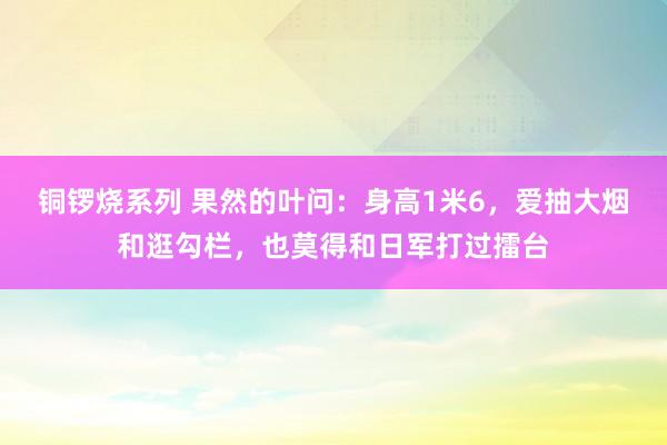 铜锣烧系列 果然的叶问：身高1米6，爱抽大烟和逛勾栏，也莫得和日军打过擂台