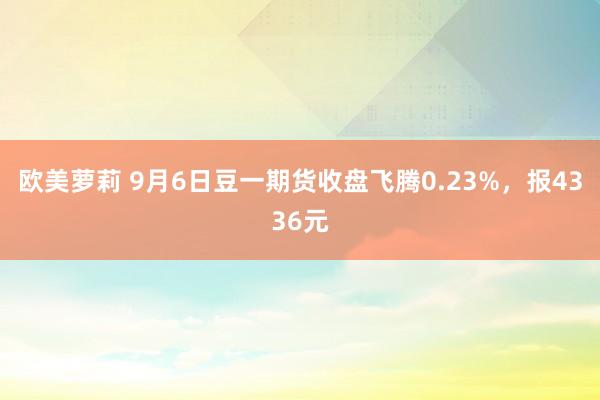 欧美萝莉 9月6日豆一期货收盘飞腾0.23%，报4336元