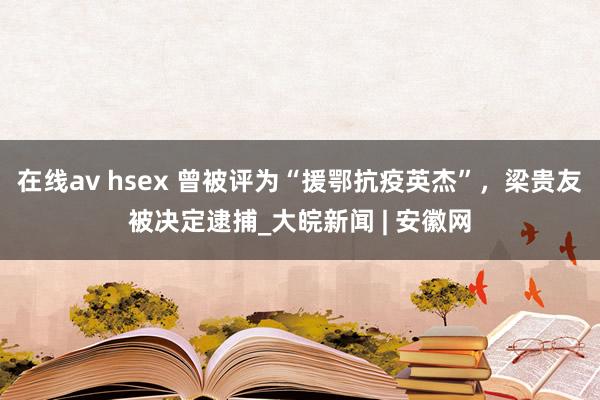 在线av hsex 曾被评为“援鄂抗疫英杰”，梁贵友被决定逮捕_大皖新闻 | 安徽网