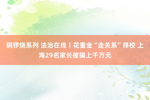 铜锣烧系列 法治在线丨花重金“走关系”择校 上海29名家长被骗上千万元