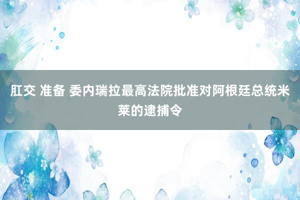 肛交 准备 委内瑞拉最高法院批准对阿根廷总统米莱的逮捕令