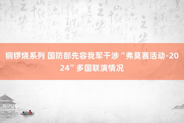 铜锣烧系列 国防部先容我军干涉“弗莫赛活动-2024”多国联演情况