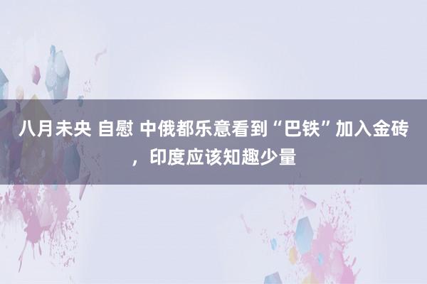 八月未央 自慰 中俄都乐意看到“巴铁”加入金砖，印度应该知趣少量