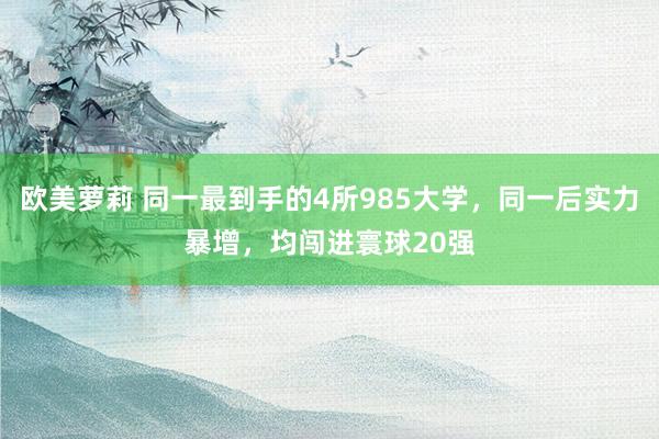 欧美萝莉 同一最到手的4所985大学，同一后实力暴增，均闯进寰球20强