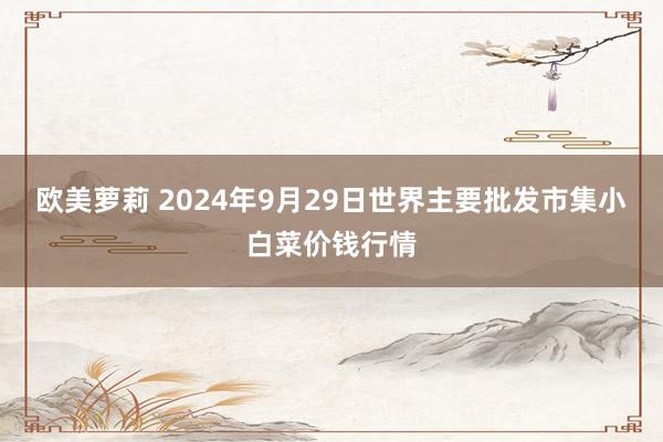 欧美萝莉 2024年9月29日世界主要批发市集小白菜价钱行情