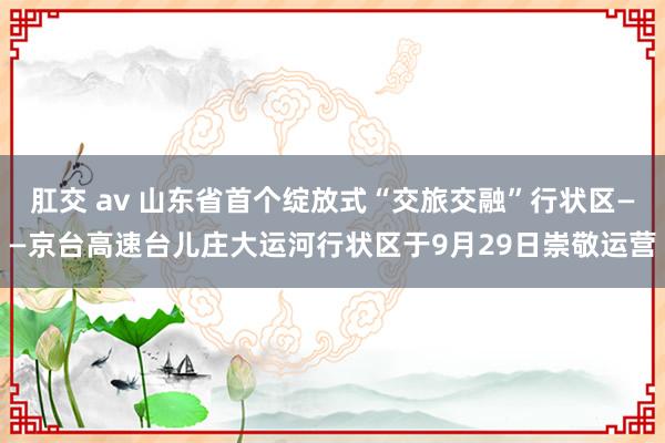 肛交 av 山东省首个绽放式“交旅交融”行状区——京台高速台儿庄大运河行状区于9月29日崇敬运营