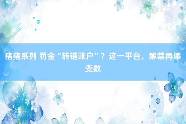 猪猪系列 罚金“转错账户”？这一平台，解禁再添变数