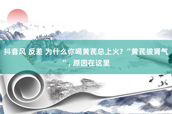 抖音风 反差 为什么你喝黄芪总上火? “黄芪拔肾气”， 原因在这里