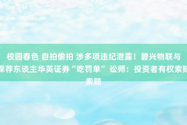 校园春色 自拍偷拍 涉多项违纪泄露！碧兴物联与保荐东谈主华英证券“吃罚单” 讼师：投资者有权索赔