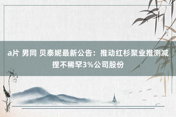 a片 男同 贝泰妮最新公告：推动红杉聚业推测减捏不稀罕3%公司股份