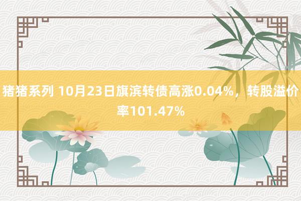 猪猪系列 10月23日旗滨转债高涨0.04%，转股溢价率101.47%