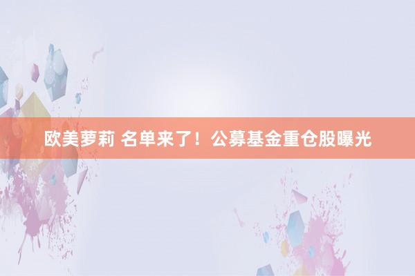 欧美萝莉 名单来了！公募基金重仓股曝光