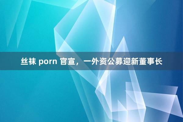 丝袜 porn 官宣，一外资公募迎新董事长