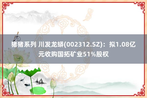 猪猪系列 川发龙蟒(002312.SZ)：拟1.08亿元收购国拓矿业51%股权