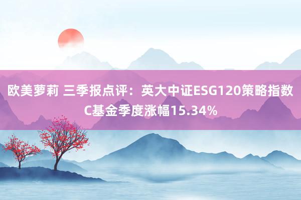 欧美萝莉 三季报点评：英大中证ESG120策略指数C基金季度涨幅15.34%