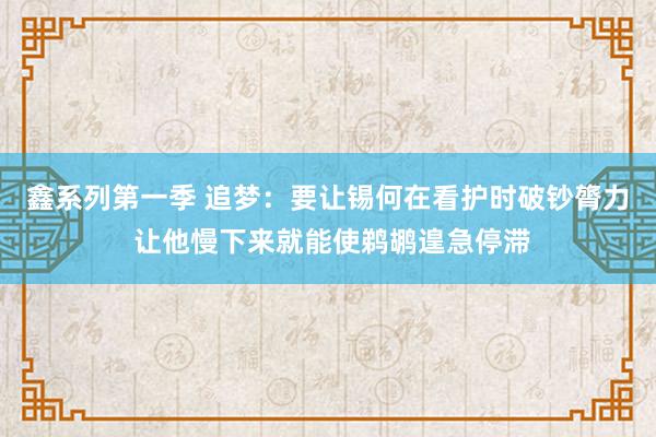 鑫系列第一季 追梦：要让锡何在看护时破钞膂力 让他慢下来就能使鹈鹕遑急停滞