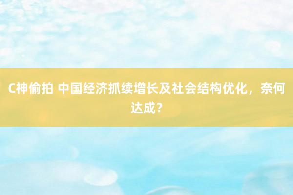 C神偷拍 中国经济抓续增长及社会结构优化，奈何达成？