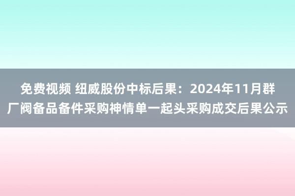 免费视频 纽威股份中标后果：2024年11月群厂阀备品备件采购神情单一起头采购成交后果公示