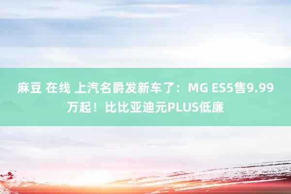 麻豆 在线 上汽名爵发新车了：MG ES5售9.99万起！比比亚迪元PLUS低廉