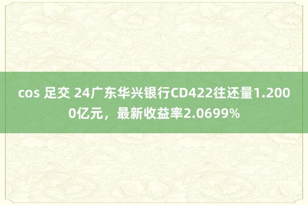 cos 足交 24广东华兴银行CD422往还量1.2000亿元，最新收益率2.0699%