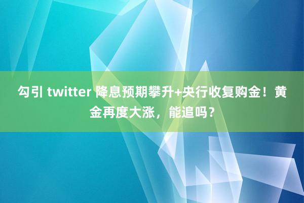 勾引 twitter 降息预期攀升+央行收复购金！黄金再度大涨，能追吗？