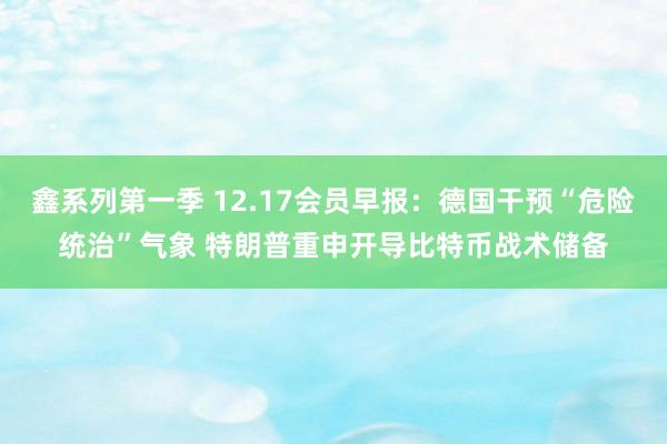 鑫系列第一季 12.17会员早报：德国干预“危险统治”气象 特朗普重申开导比特币战术储备