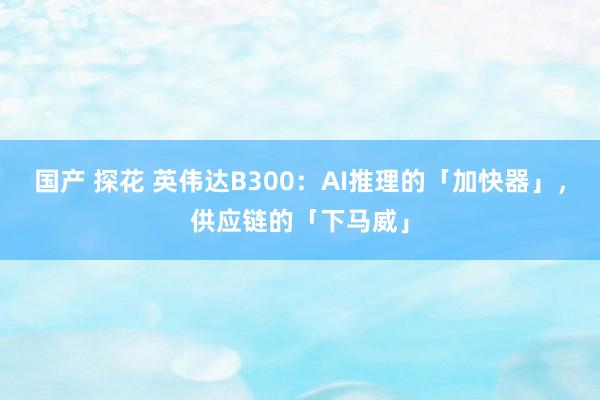 国产 探花 英伟达B300：AI推理的「加快器」，供应链的「下马威」