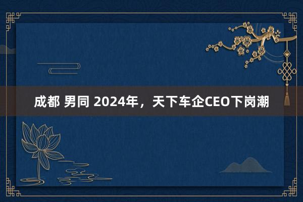 成都 男同 2024年，天下车企CEO下岗潮