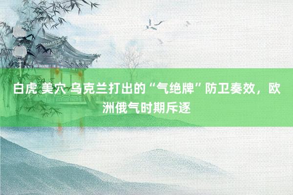 白虎 美穴 乌克兰打出的“气绝牌”防卫奏效，欧洲俄气时期斥逐